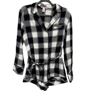 Victoria Secret black and white plaid pajama romper jumpsuit size XS